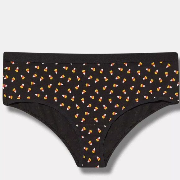 Torrid Panty 0X L Candy Corn Cheeky Black Panties Mid Rise Underwear Halloween - Picture 1 of 3
